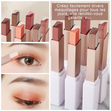 Fard à paupières 6PCS fard à paupières en stick bicolore waterproof et anti-bavures design carré biseauté 6 couleurs maquillage